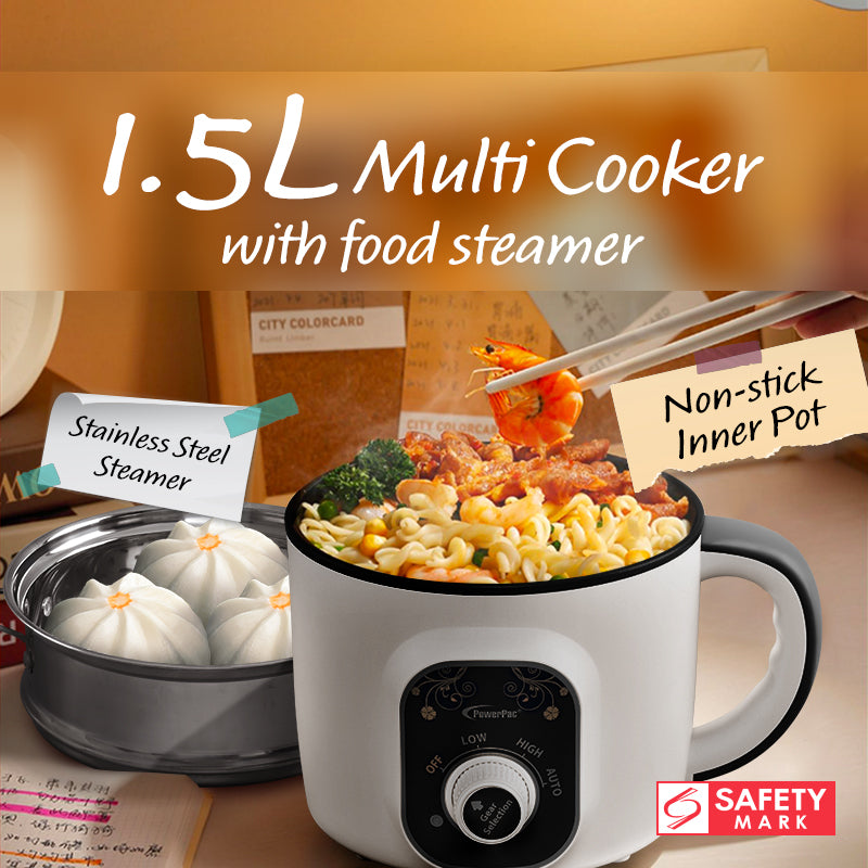 Steamboat Multi Cooker 1.5L Non stick cooker with Food Steamer PPJ2020