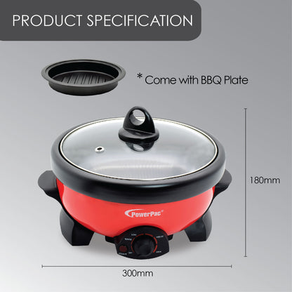 Multi Cooker 2L 2in1 Steamboat/BBQ grill (PPMC181) - PowerPacSG