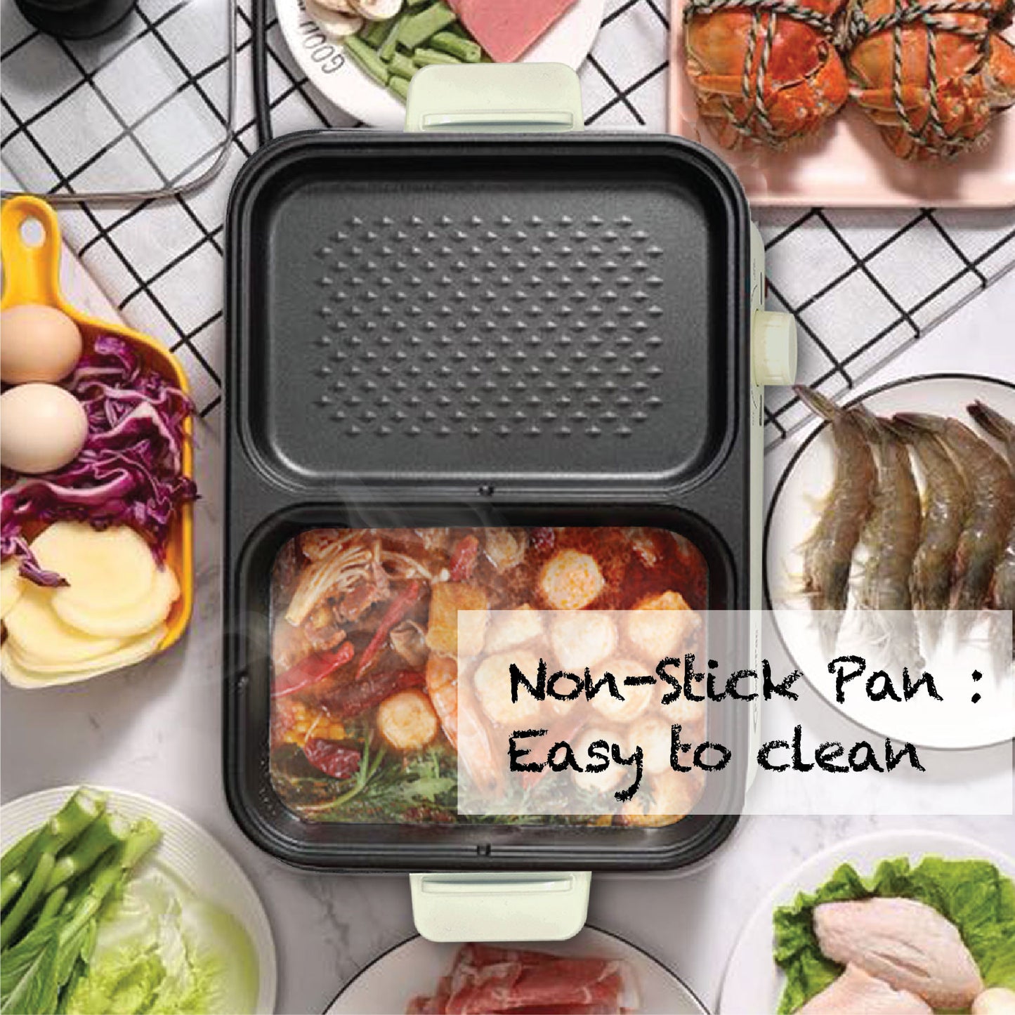 Multipurpose Steamboat/BBQ grill with Non-stick inner pot (PPMC728) - PowerPacSG