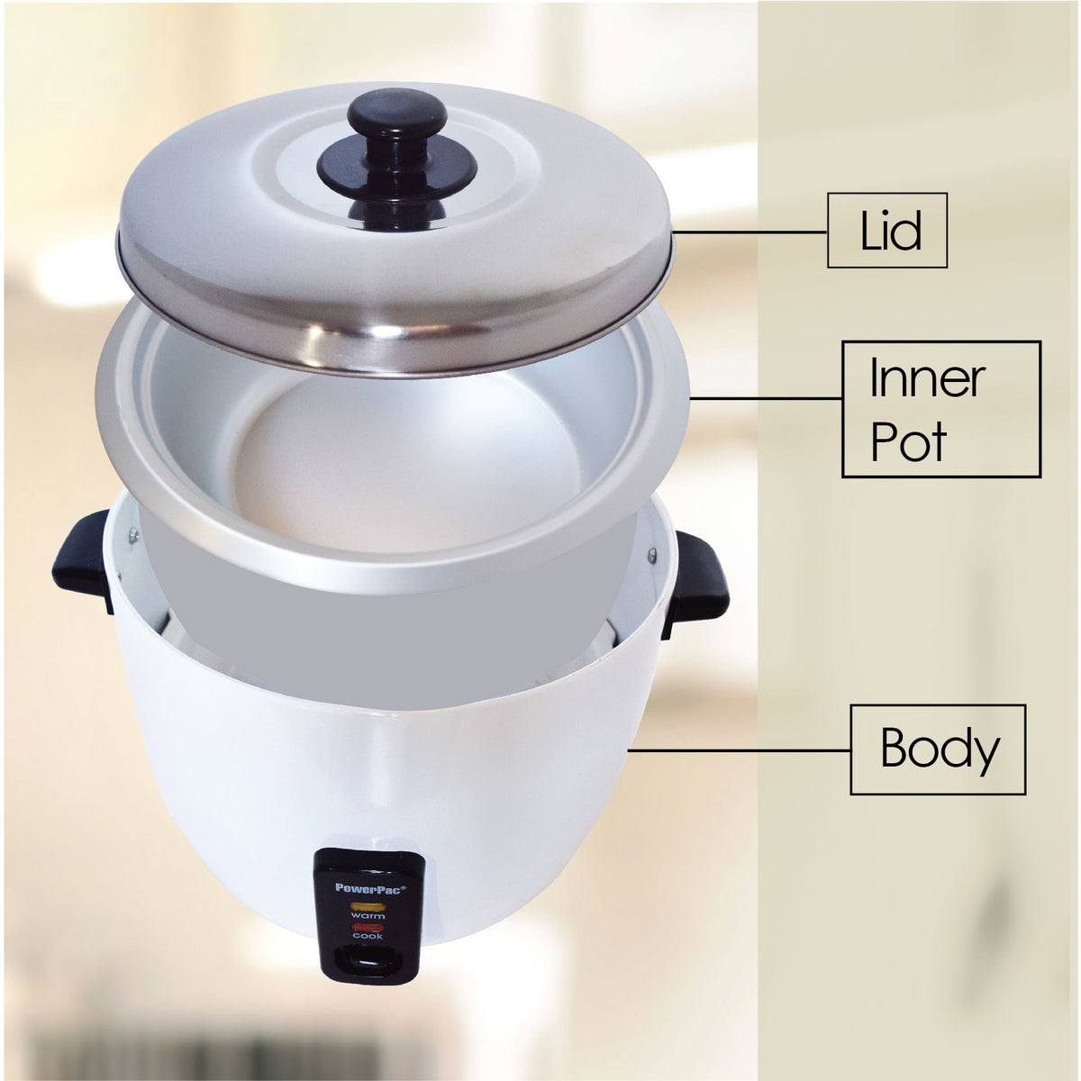 2.8L Rice Cooker with Aluminium Inner Pot (PPRC10) - PowerPacSG