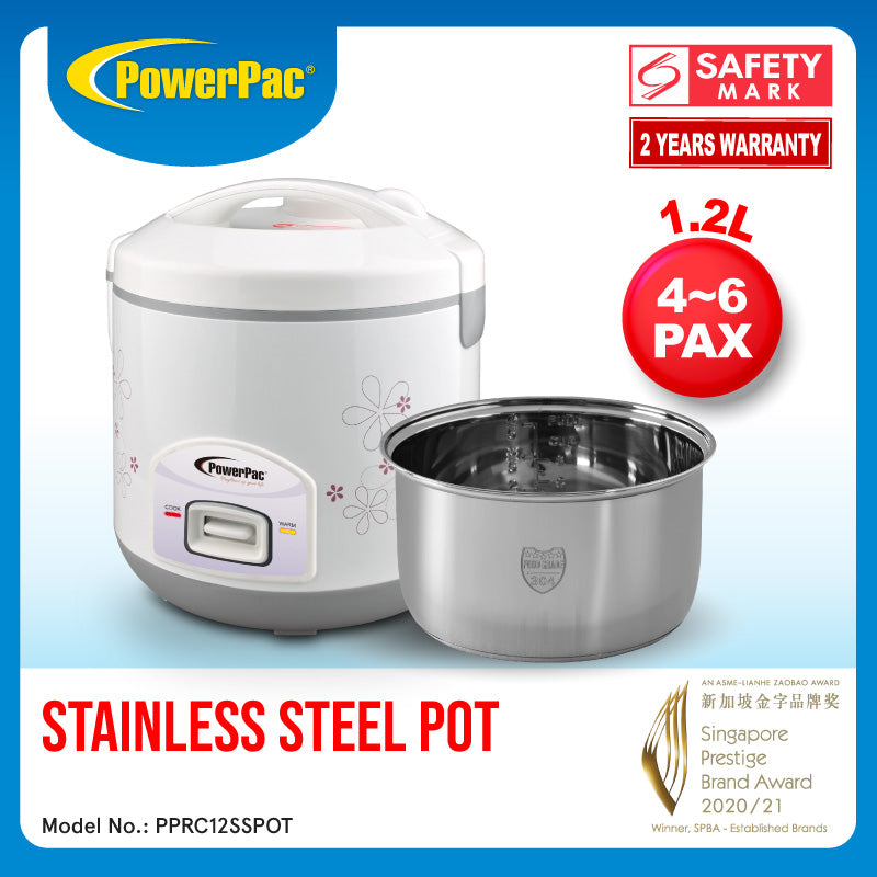 1.2L Rice cooker with steamer –Stainless steel inner pot (PPRC12-SS Pot)