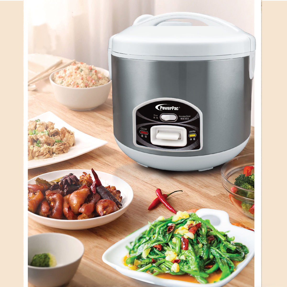 1.8L 3in1 Rice, Porridge Cooker And Steamer (PPRC42) - PowerPacSG