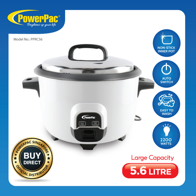 5.6L Commercial Rice Cooker with 'Non Stick' Inner Pot (PPRC56) - PowerPacSG