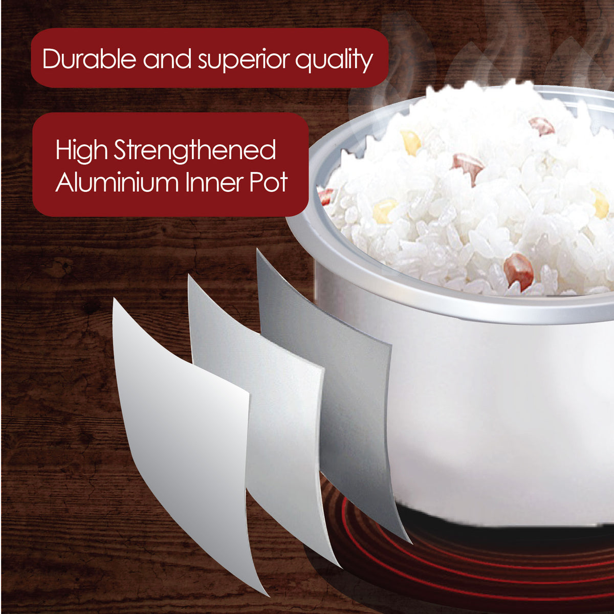 1.5L Rice Cooker with  Aluminium Inner Pot (PPRC6) - PowerPacSG