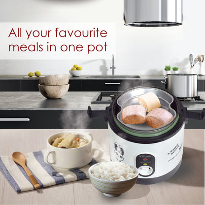 0.6L Portable Rice Cooker with Stainless Steel Steamer Food Tray (PPRC09) - PowerPacSG