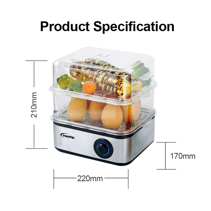 Food steamer 2.5L Multifunction 2 Tier Steamer (PPS706) - PowerPacSG