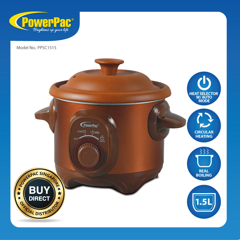 1.5L Slow Cooker with Ceramic Pot (PPSC1515) - PowerPacSG