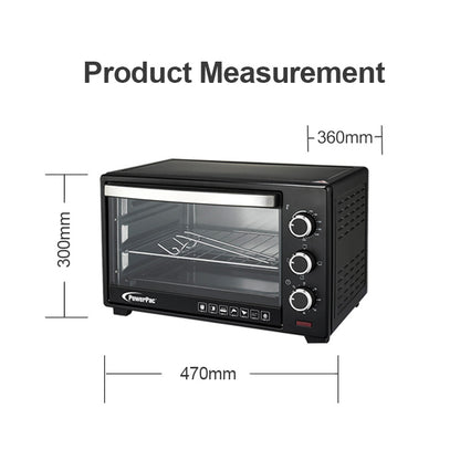 Electric Oven 25L with 1 sets of baking tray and grill and heating selector (PPT25) - PowerPacSG