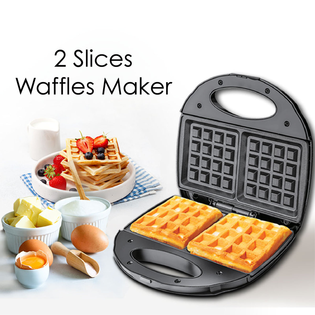 Double-sided Heating Electric Waffle maker with Non-stick coating plate (PPT252) - PowerPacSG