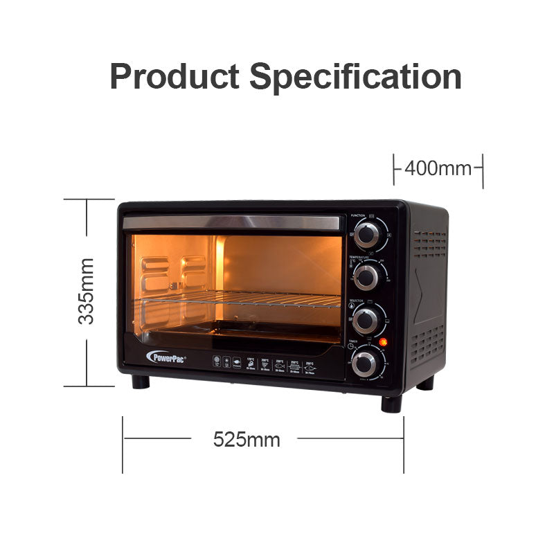Electric Oven 30L with Rotisserie & Convection Functions, 1 Trays & Wi -  PowerPacSG
