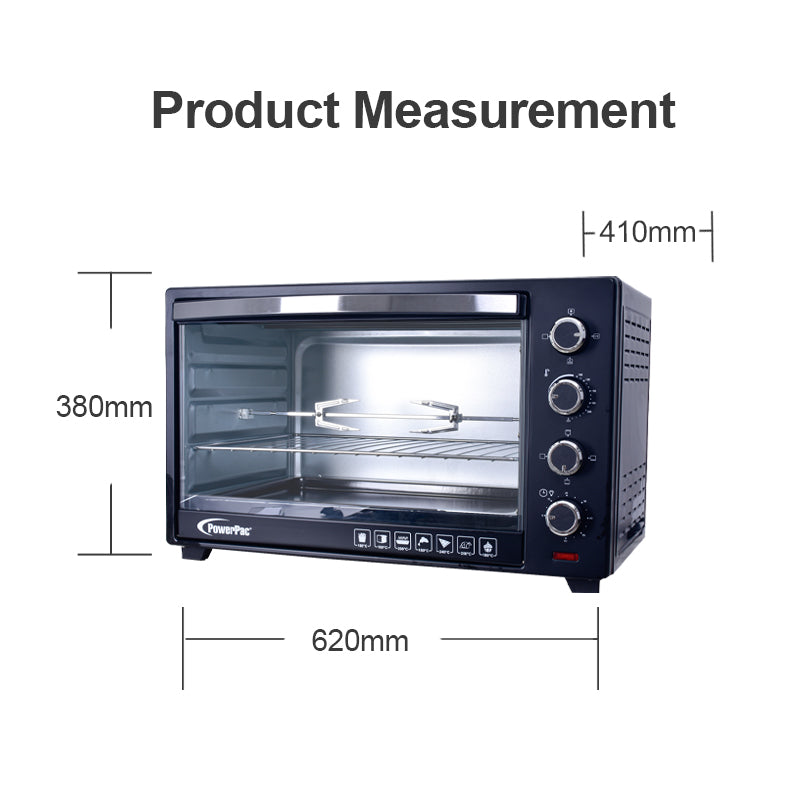 Electric Oven 60L with Rotisserie &amp; Convection Functions , 2 Trays &amp; Wire Mesh (PPT60)