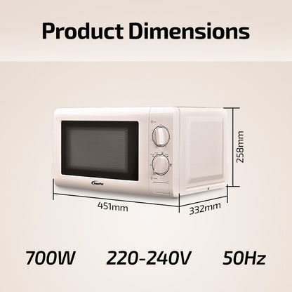 Microwave Oven 20L with 6 Power Level and Defrost Function (PPT720) White