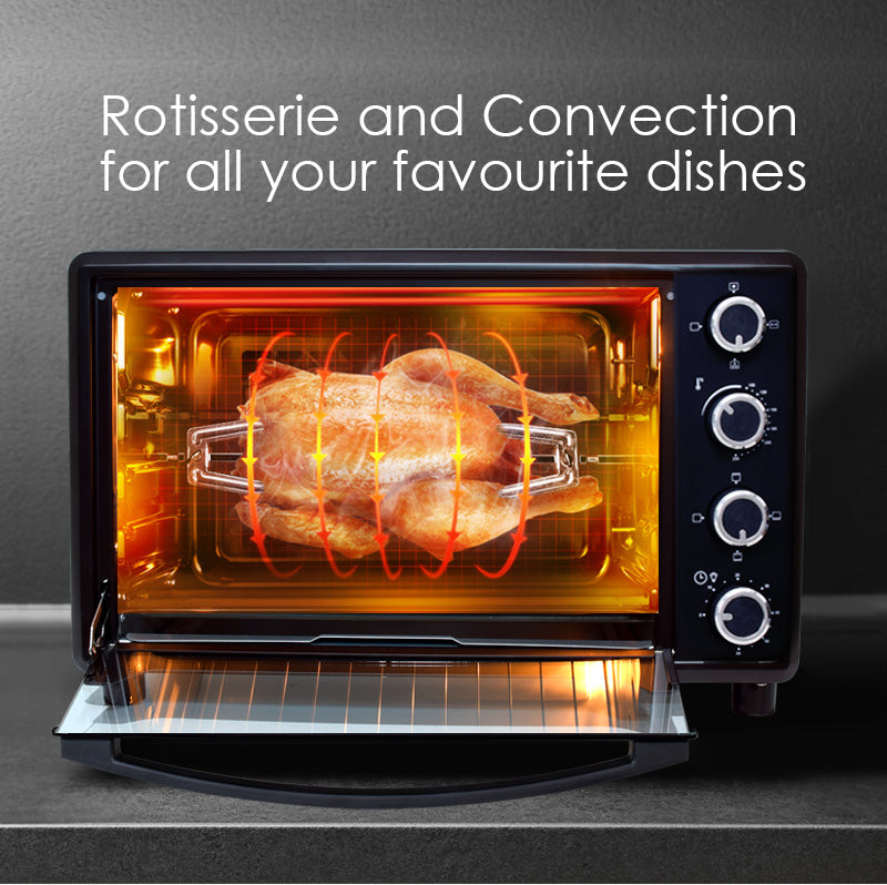 Electric Oven 80L with Rotisserie and convection functions, 2 trays and grill racks (PPT80)