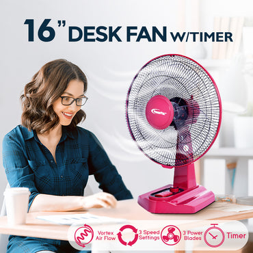 Table Fan 16" Desk Fan With Timer (PPTF16) - PowerPacSG