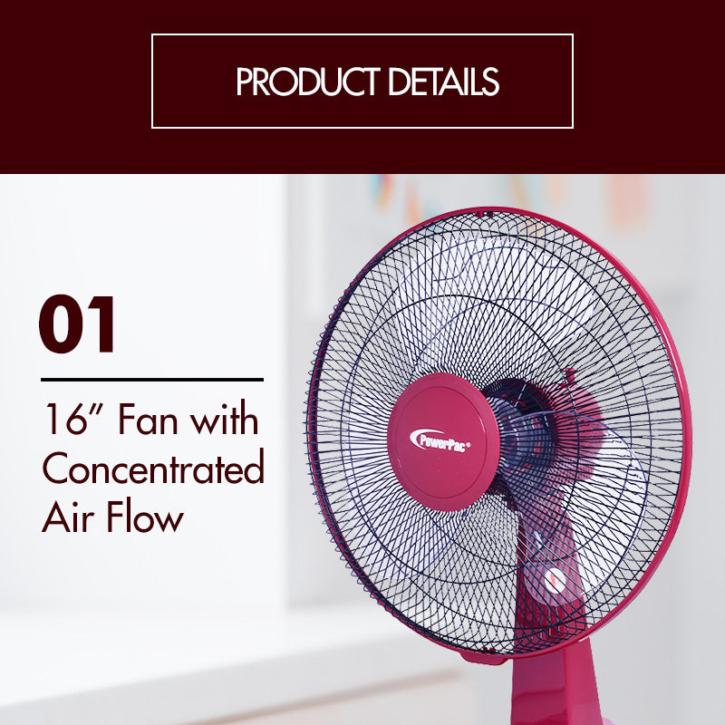 Table Fan 16" Desk Fan With Timer (PPTF16) - PowerPacSG