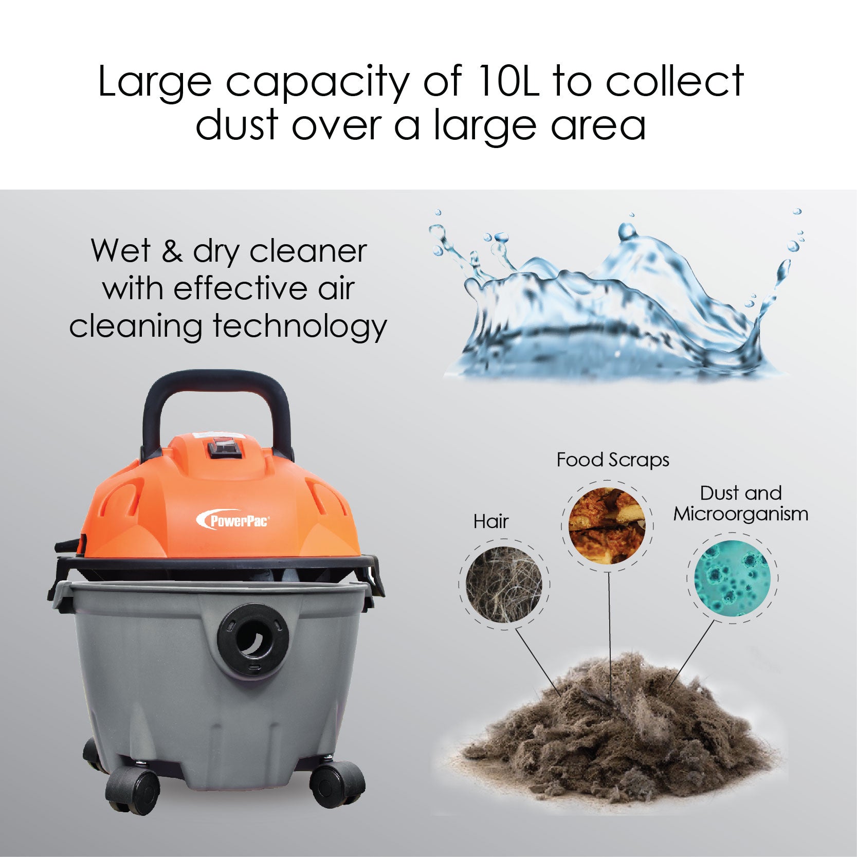 Wet & Dry Vacuum Cleaner 1200 Watts (PPV1500) - PowerPacSG