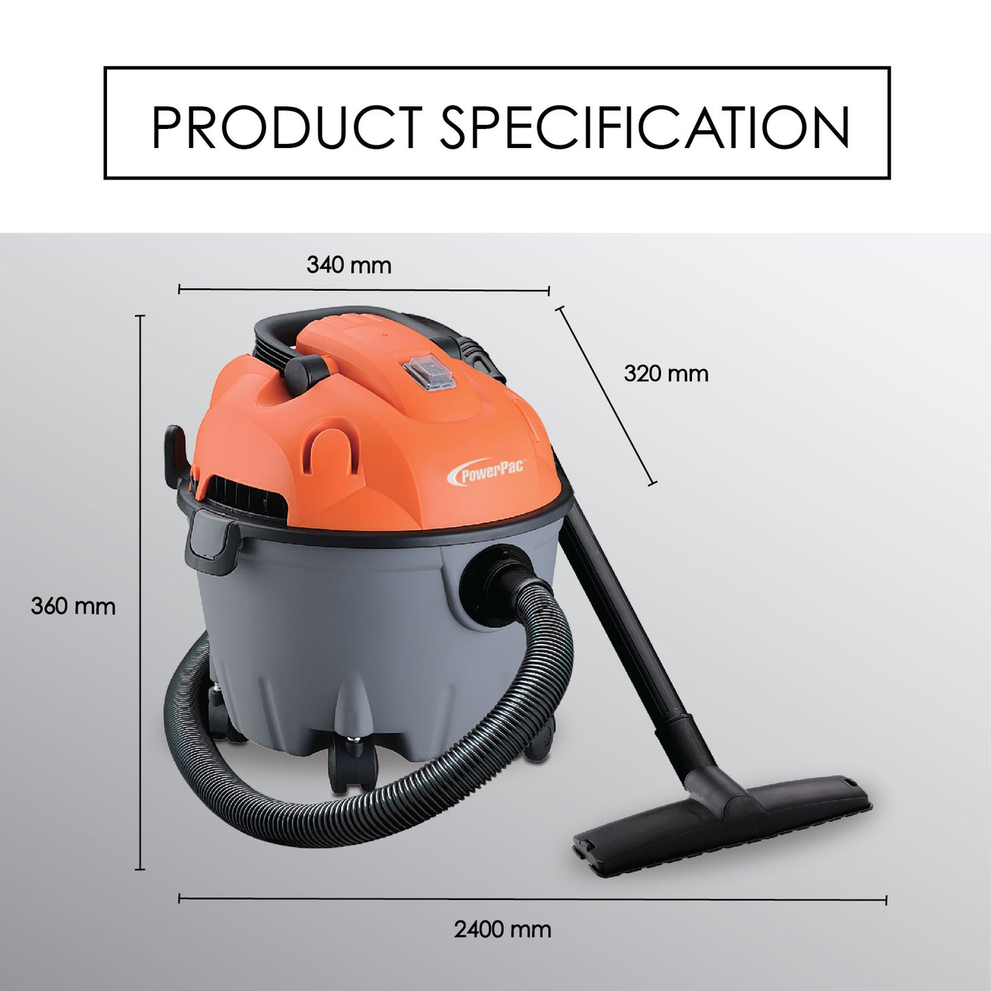 Wet & Dry Vacuum Cleaner 1200 Watts (PPV1500) - PowerPacSG