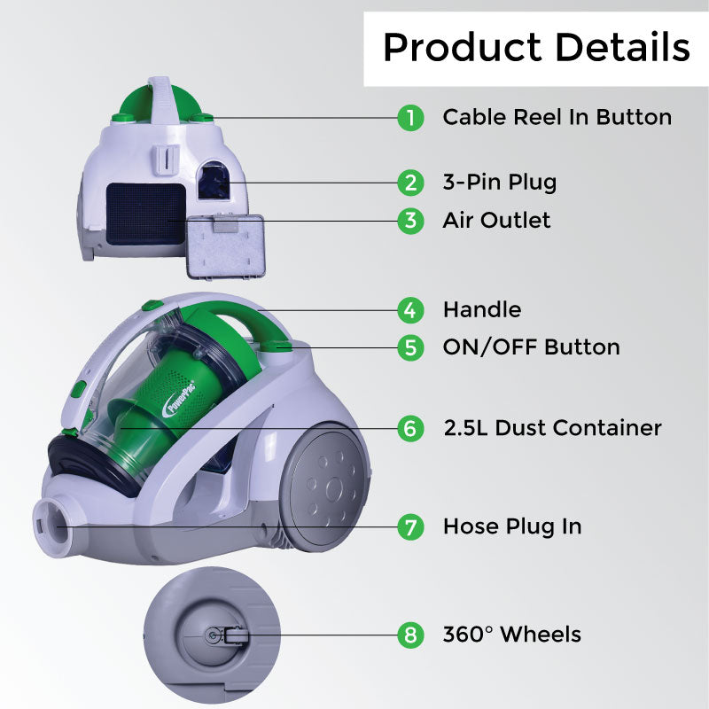 Cyclone Vacuum Cleaner 2000 Watts (PPV2000) - PowerPacSG