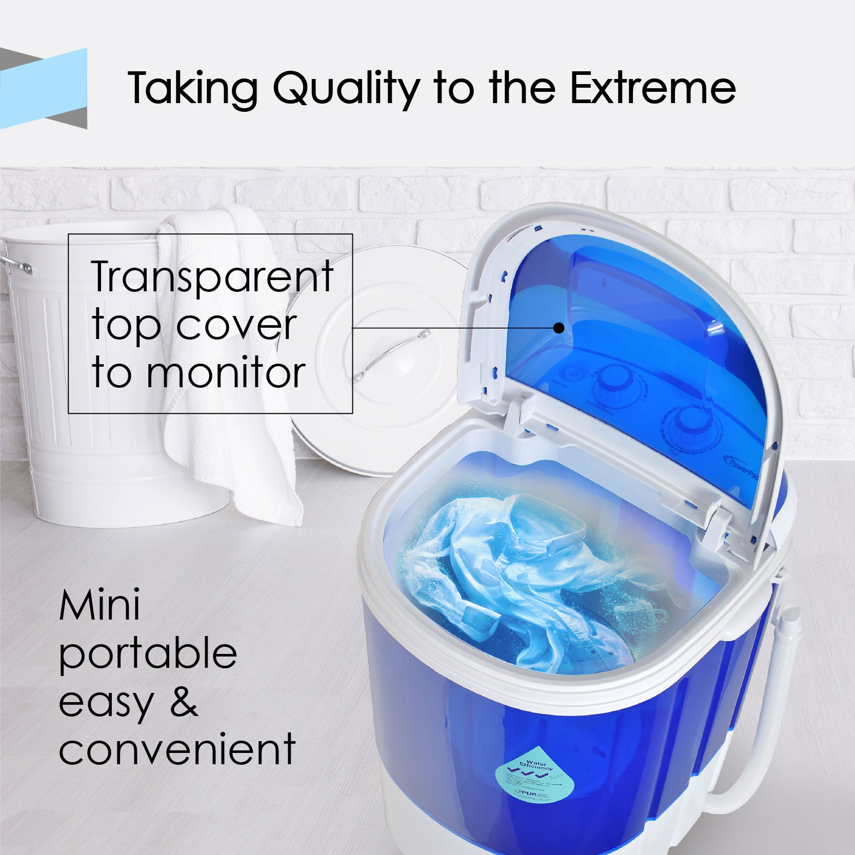 2in1 Mini Washing Machine - 15 Mins Fast Laundry (PPW820) - PowerPacSG