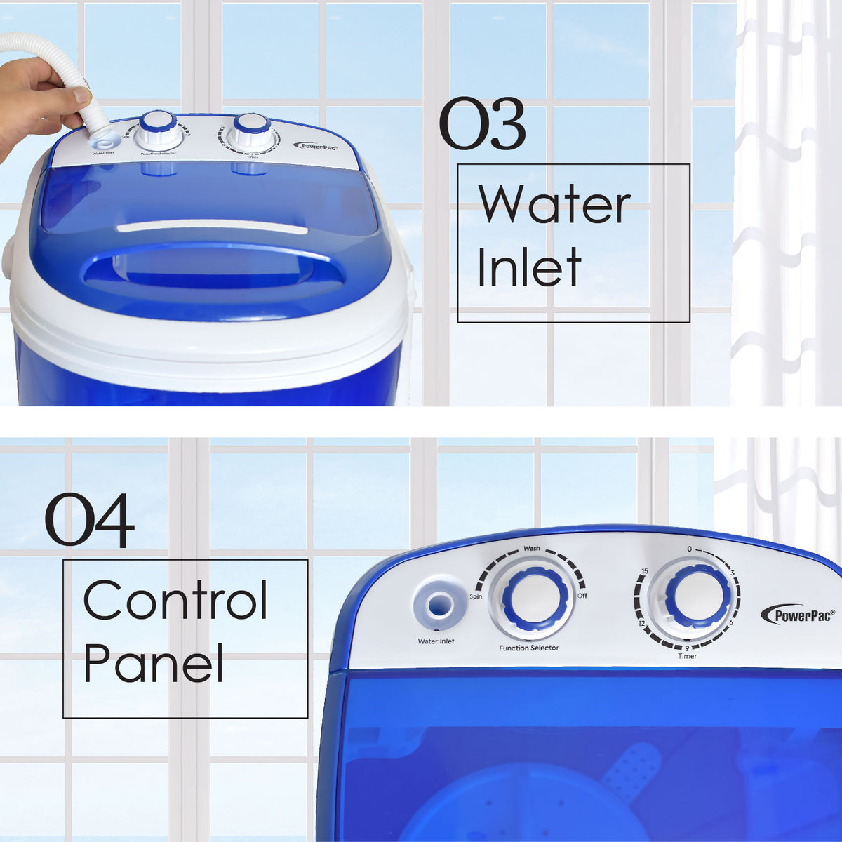 2in1 Mini Washing Machine - 15 Mins Fast Laundry (PPW820) - PowerPacSG