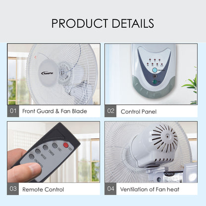 Wall Fan 16" with Remote Control (PPWF40R) - PowerPacSG