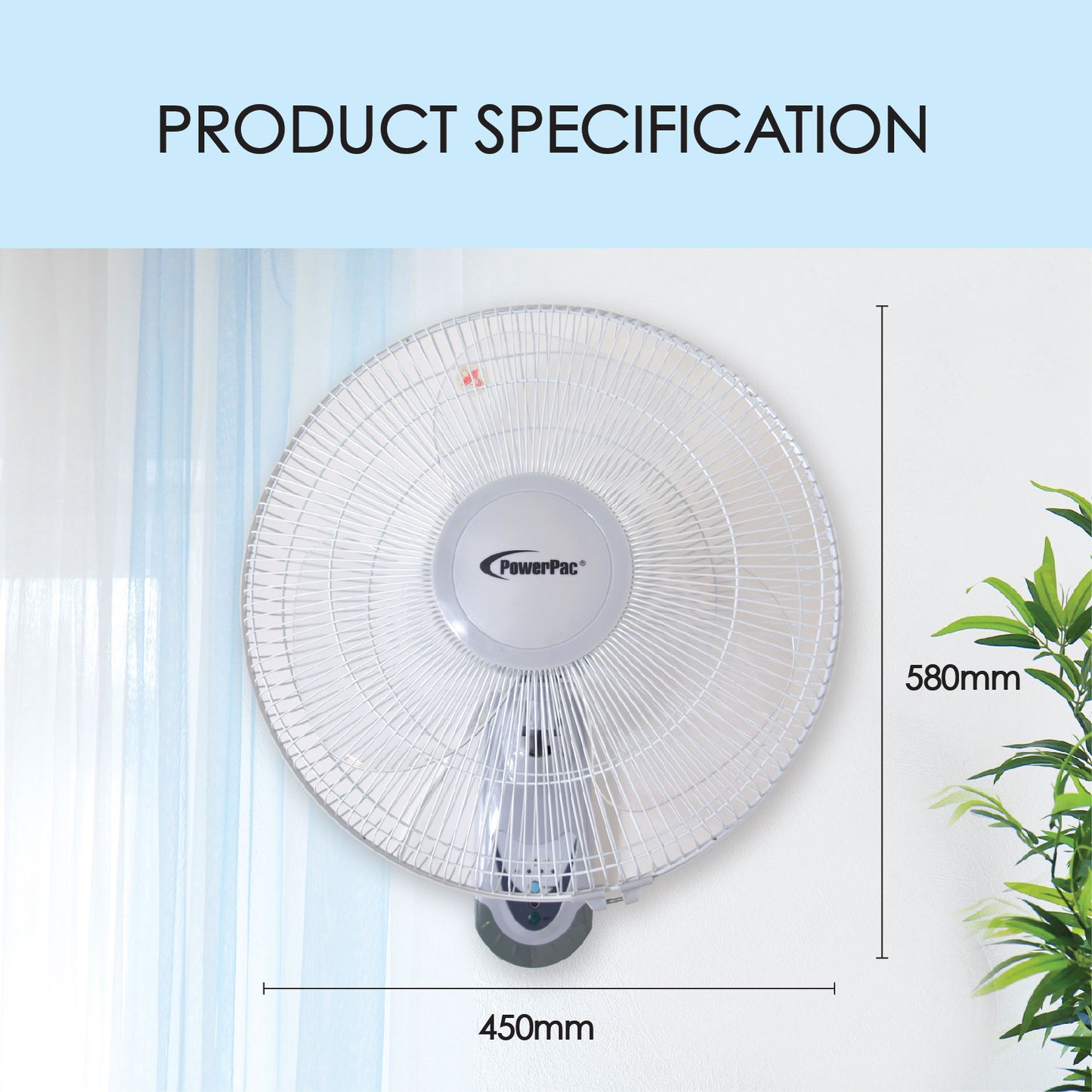 Wall Fan 16" with Remote Control (PPWF40R) - PowerPacSG