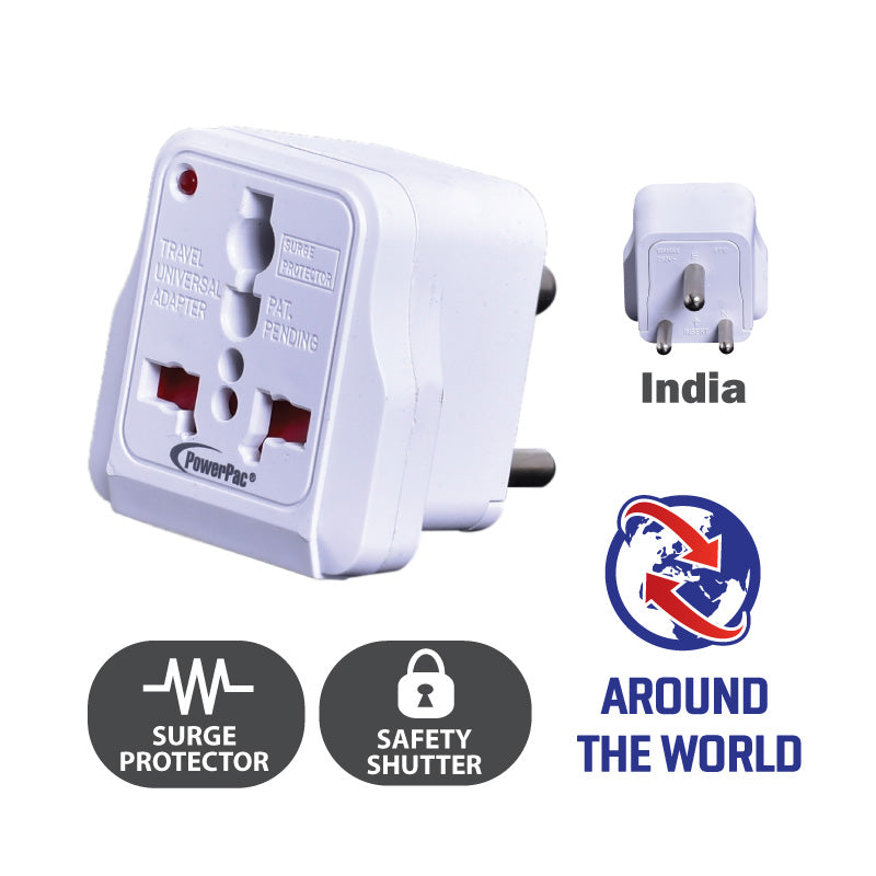 2xpcs 15amp Multi Travel Adapter (PT10-IN) India