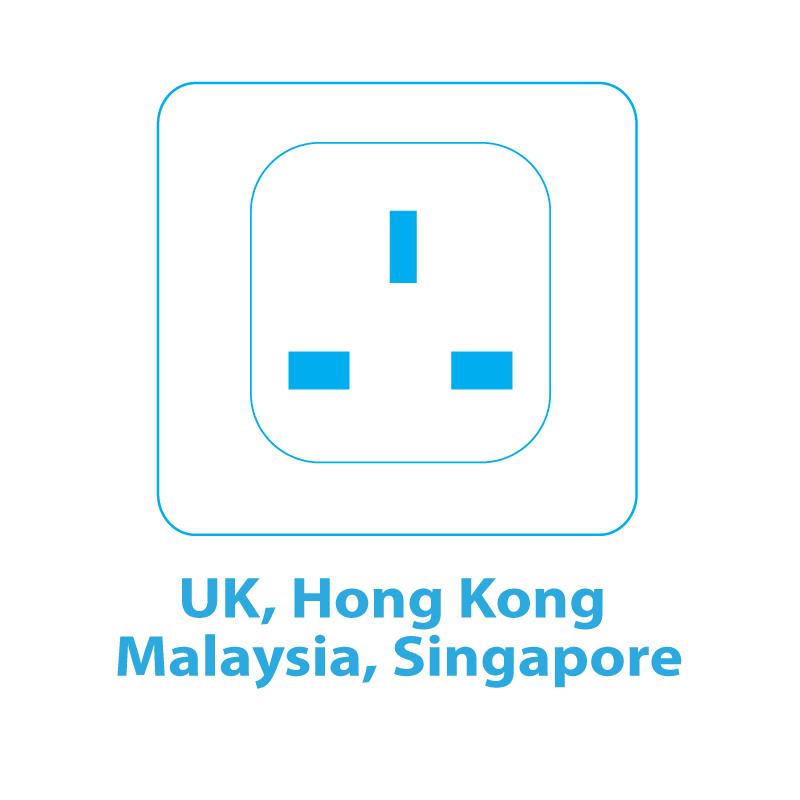 Multi Travel Adapter (PT13BK) UK, Hong Kong Malaysia - PowerPacSG