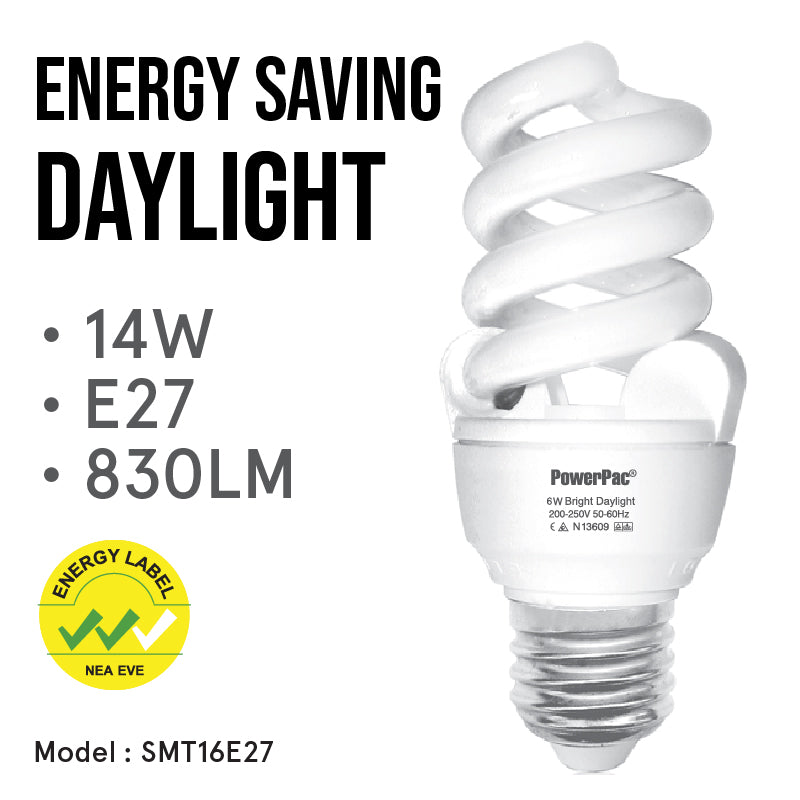 14W E27 830LM Energy Saving Bulb Daylight (SMT16E27)