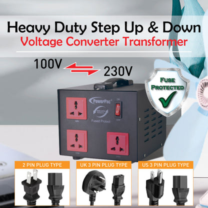 1000W Heavy Duty Step Up & Down Voltage Converter Transformer 110V / 220V Voltage Regulator (ST1000) - PowerPacSG
