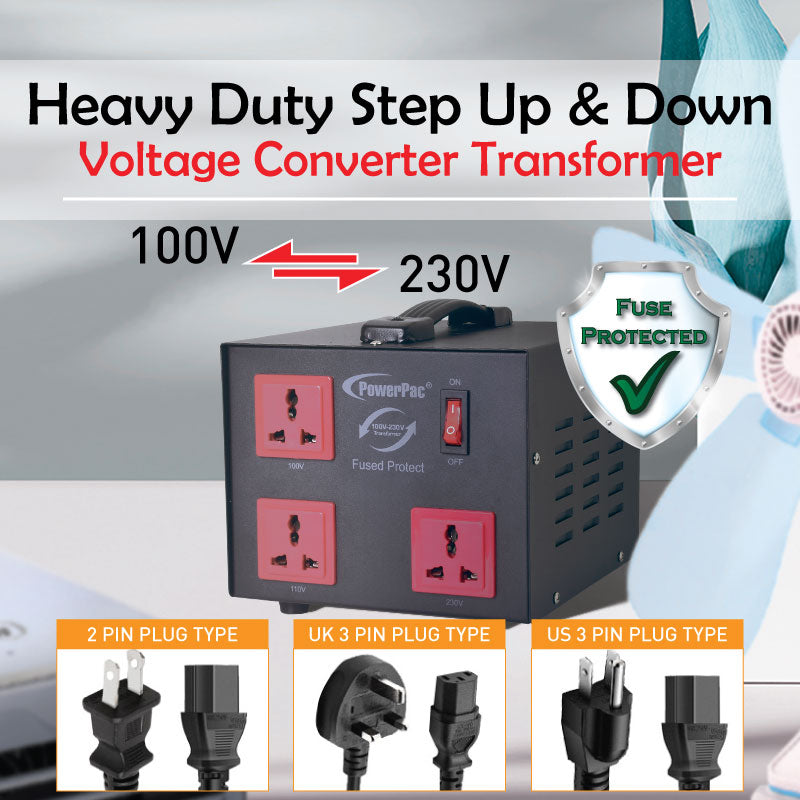 1000W Heavy Duty Step Up &amp; Down Voltage Converter Transformer 110V / 220V Voltage Regulator (ST1000) - PowerPacSG