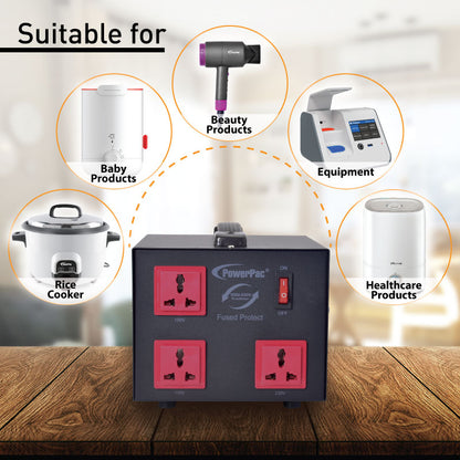 1000W Heavy Duty Step Up & Down Voltage Converter Transformer 110V / 220V Voltage Regulator (ST1000) - PowerPacSG