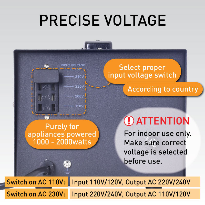 1000W Heavy Duty Step Up & Down Voltage Converter Transformer 110V / 220V Voltage Regulator (ST1000) - PowerPacSG