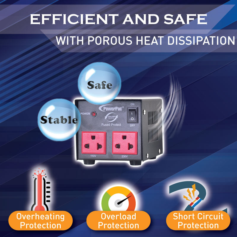 500W Heavy Duty Step Up & Down Voltage Converter Transformer 110V / 220V Voltage Regulator (ST500) - PowerPacSG