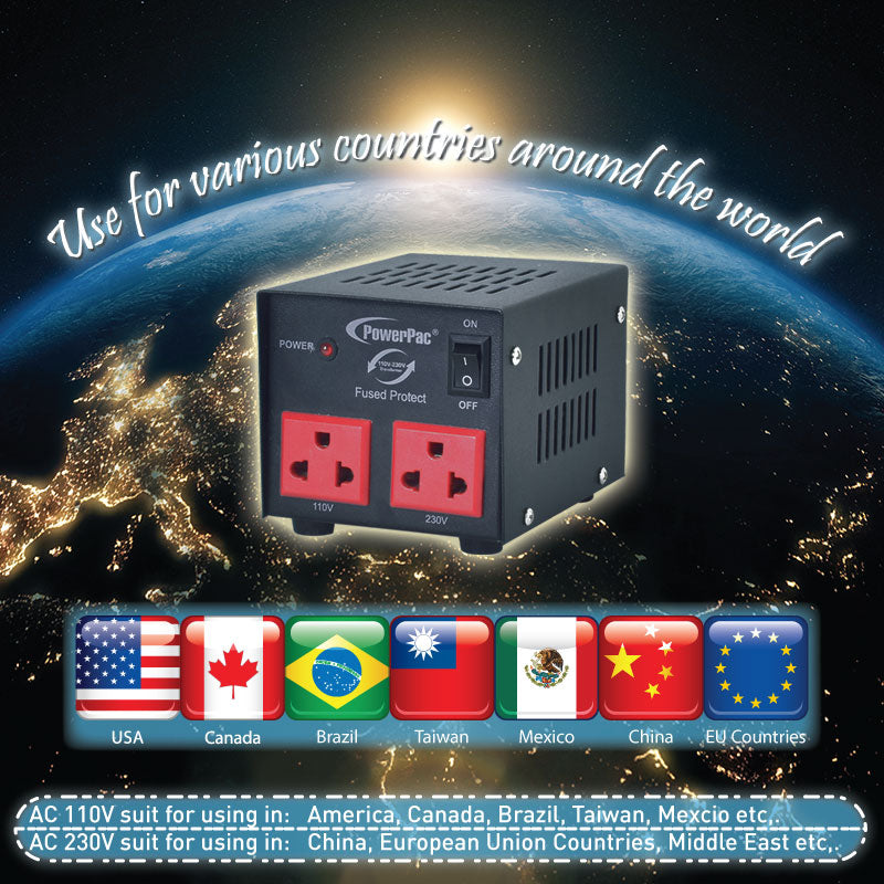 500W Heavy Duty Step Up & Down Voltage Converter Transformer 110V / 220V Voltage Regulator (ST500) - PowerPacSG