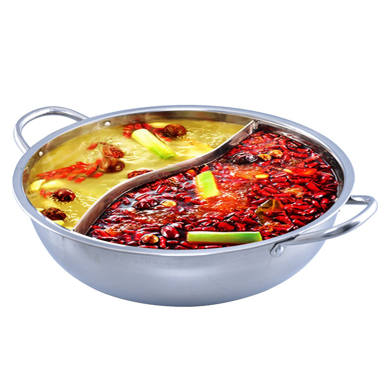 Stainless Steel Yuan Yang Pot / 鸳鸯锅  with Glass Lid 32CM (YYPOT)