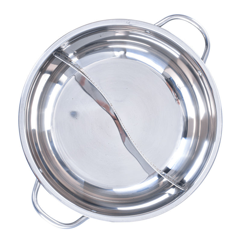 Stainless Steel Yuan Yang Pot / 鸳鸯锅  with Glass Lid 32CM (YYPOT)